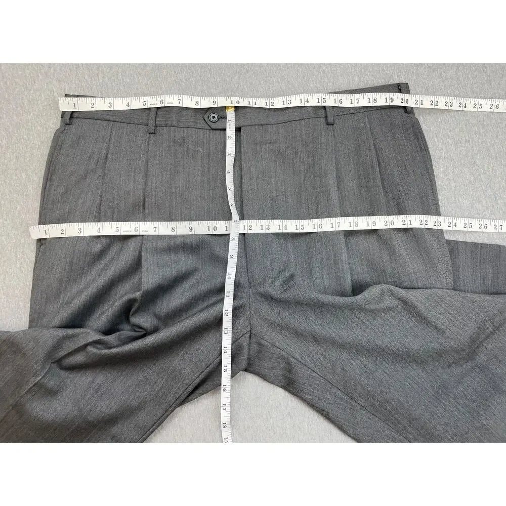 Jos A Bank Signature Suit Men 46XL Gray Herringbone Wool Pants 40 x 31 - 2 Piece